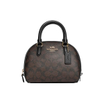 Coach Sydney 20 Klasikinis monogramos dengtas drobės ir odos apvalkalas Rankinė moterims Juoda Ruda CA591-IMAA8 Basic Set (Bag+Dust Bag)