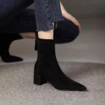 Smailūs Elastingi Suede PU Patchwork Trumpi Batai Moteri&scaron;ki Liekninantys Batai Temperamentingi Stori Auk&scaron;ti Kulniukai Kulk&scaron;nies Batai 39 abrikosas