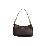 Coach Teri 25 Klasikinis monogramos užtrauktuko užsegimas Odinis ir sintetinės odos pirkinių krep&scaron;ys per petį Crossbody Vidutinis Moteri&scaron;kos rankinės Ruda Juoda CA548-IMAA8 Basic Set (Bag+Dust Bag)