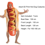Helovino Suaugusiųjų Vaikų Juokingi 3D Spausdinti Maisto De&scaron;ros Hot Dog Kostiumai Vyrams Moterims &Scaron;eima Vienas Vienetinis Kostiumas Karnavalo Maisto Kostiumas One Size beige