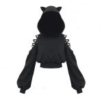Gothic Crop Hoodie Moteri&scaron;ki megztiniai Goth Cute Cat Crop megztinis ilgomis rankovėmis su gobtuvu 5XL juoda