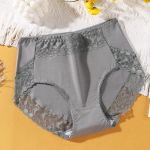 Seksualūs nėrinių medvilniniai moteri&scaron;ki apatiniai auk&scaron;tu juosmeniu aptemptos trikampės kelnės, pralaidžios orui ir be pėdsakų moteri&scaron;kas apatinis trikotažas XXL pilka