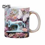 3D siuvamas dažytas puodelis, kūrybi&scaron;kas erdvės dizainas su rankena, tinkamas naudoti mikrobangų krosnelėje, universalus puodelis dovanų reikmenys