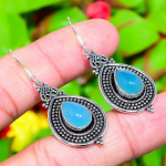 Natural Aqua Chalcedony Gemstone 925 Sterling Silver Gift Earring 1.97 w3s84