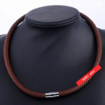 4/6/7MM vyri&scaron;kas rudas pintas odinis laidas nerūdijančio plieno karolių magnetinis užsegimas 7mm-45cm