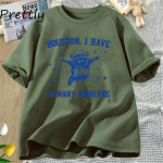 Hiustonas A&scaron; turiu tiek daug problemų mar&scaron;kinėliai juokingi Raccoon In Space moon Graphic mar&scaron;kinėliai vintažiniai medvilniniai trumpomis rankovėmis Unisex drabužiai L