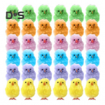 36 vnt. Velykinių kailinių vi&scaron;čiukų mini imitacijos pliu&scaron;inių vi&scaron;čiukų, mažų spalvingų pūkuotų vi&scaron;tienos velykinių krep&scaron;elių įdaras pavasario namų sodo dekoravimui įvairiaspalvis