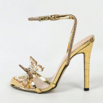 Liyke Mados Dizaino Kri&scaron;toliniai Kalnų Kri&scaron;tolai Kulno Dirželio Sandalai Moterims Seksualūs Kvadratinio Pir&scaron;to Vakarėlio Striptizo Batai Auksiniai Auk&scaron;takulniai Sandalai 35