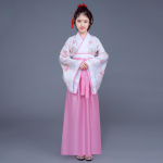 Vaikai Mergaitės Hanfu Sceninis drabužis Klasikinio &scaron;okio drabužis Kini&scaron;ko stiliaus Hanfu 150 rožinė