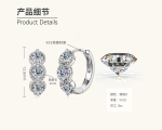 Silvere Glam Naujo retro dizaino moisanito auskarai i&scaron; S925 prabos sidabro, madingi ir eleganti&scaron;ki auskarai, &scaron;aunūs ir madingi ausų aksesuarai 0.3 carat+0.3 carat balta
