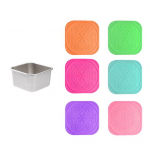 Nerūdijančio plieno padažinė su silikoniniu dangteliu Sandari kvadratinė užkandžių dėžutė vaikams Be BPA Sukraunama prie&scaron;piečių dėžutė į mokyklą, piknikui S 1pc