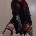 Gothic Y2k Fashion Design Harajuku Spider Mar&scaron;kinėliai Moteri&scaron;ki Goth Tamsiai Gatvės Aprangos Dizaino Mar&scaron;kinėliai Juodi Moteri&scaron;ki ilgomis rankovėmis Mergaičių Y2K Topas S