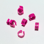 Individualizuotos 100 vnt. vidinis 8 mm plastikiniai balandžių žiedai - individualiai lazeriu graviruoti, balandžių kojų žiedai skaisčiai raudona su oranžiniu atspalviu