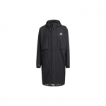 Adidas Laisvalaikio Sportinis Vienspalvis Vidutinio Ilgio Su Gobtuvu Vėjo Striukė Vyri&scaron;ka Vir&scaron;utinė Apranga Juoda HD0041 XS