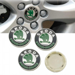 4 vnt./daug 56 mm ratlankio centrinis dangtelis Klasikinis žalias strėlės logotipo ženklelio dangtelis 4 spaustukai Skoda Octavia Superb Rapid Kodiaq Karoq