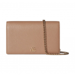 Gucci GG Marmont Aukso Atspalvio Aksesuaras Metalinis Grandinėlės Dirželis Odinė Peties Crossbody Piniginė Moteri&scaron;ka Piniginė Smėlio Spalvos Ry&scaron;kiai Žalia 497985-AAE5F-2843 Shopping Bag Set(Basic Set+Shopping Bag)