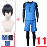 Anime Mėlyna Spyna Yoichi Isagi Cosplay Kostiumas Baltas Juodas Džersis Kombinezonas Futbolo Body Helovino Karnavaliniai Drabužiai L mėlyna