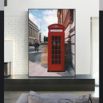 Londono gatvės sienos menas Raudonas telefono būdelės paveikslai Miesto pilkos spalvos paveikslėliai Dažyti drobės pie&scaron;iniai gyvenamojo kambario dekorui be rėmelio 21x30cm No Frame