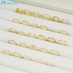 28vnt./komplektas Cross Wave žiedų rinkinys Pearl Crystal Gold žiedai moterims papuo&scaron;alų priedai