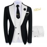 Danmo Kostiumas Slim Fit Vyri&scaron;ki Kostiumai Slim Fit Verslo Kostiumai Jaunikio Juodi Smokingai Formalioms Vestuvėms Kostiumo &Scaron;varkas Kelnės Liemenė 3 Dalys XXXXL balta