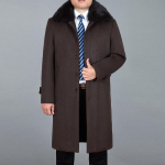Vyri&scaron;kas vilnonis ilgas paltas žieminis ka&scaron;myro paltas Tikras triu&scaron;io kailis, storas &scaron;iltas žieminis vyri&scaron;kas žirnių paltas. 2XL