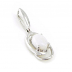 Les Tr&eacute;sors De Lily [I8873] - Pendentif Argent artisanal 'D&eacute;esse Opale' blanc argent&eacute; (rhodi&eacute;) - 12x9 mm