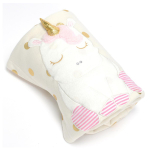 Les Tr&eacute;sors De Lily [Q9567] - Plaid cr&eacute;ateur 'Licorne My Unicorn' rose blanc beige - 100x75 cm