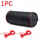 38 cm vir&scaron;utinis natūralios odos vairo dangtelis, orui pralaidus dizainas / automatinis vairo pynimo dėklas, tinkamas automobiliui With holes