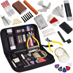 74 PCS gitaros įrankių rinkinys su ne&scaron;iojimo krep&scaron;iu, remonto priežiūros įrankiais styginių liniuote, gitaros tilteliu 74 PCS įvairiaspalvis
