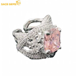 SACE GEMS Klasikinio vario lydinio cirkonio žiedas Moterų papuo&scaron;alai Vestuvių pažado vakarėlio dovana open rožinė