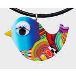 Les Tr&eacute;sors De Lily [R6481] - Collier artisanal 'Colombine & Arlequin' multicolore - 50x40 mm (oiseau)