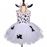 Kūdikių mergaičių gyvūnų gimtadienio vakarėlis Tutu Suknelė vaikams Mi&scaron;ko tema Žirafa Karvė Tigras Zebra Leopardo ra&scaron;to Cosplay Kostiumas Cow Print Dress-3T-4T&Animal Cosplay