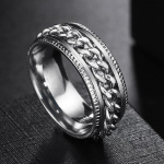 Rotate Rotating Anxiety Fidget rings Titanium Stainless Steel Chain Spinner Finger Ring For Men Blue Gold Color Black Punk 6 gray