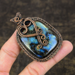 Natural Labradorite Gemstone Handmade Copper Wire Wrap Gift Pendant 2.6 w1i83