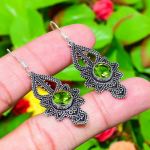 Natural Peridot Gemstone Handmade 925 Sterling Silver Earring 2.09 v7p24