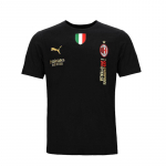 Puma AC Milan Čempionų serija Serie A 19-ojo čempiono raidinis logotipas apvalia i&scaron;kirpte trumpomis rankovėmis mar&scaron;kinėliai vyri&scaron;ki vir&scaron;utiniai drabužiai Juodi 773507-02 M