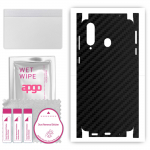 apgo Protective Skin Sticker for the back+sides compatible with Samsung Galaxy A8s, Full Wrap Film, Foil, Vinyl - Pattern Carbon Black