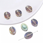 10 vnt./mai&scaron;elyje Stikliniai Ledo Skaidrūs Auroros Magi&scaron;ki Plok&scaron;ti Ovalūs/Havajų Gėlių Karoliukai DIY Apyrankė Karoliai Auskarai Papuo&scaron;alų Aksesuarai 14x11mm 10pcs/bag