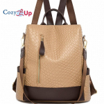 Cozy Up Anti Theft PU Retro didelės talpos laisvalaikio kuprinė Minimalistinė moteri&scaron;ka kuprinė keliaujantiems į darbą ir atgal