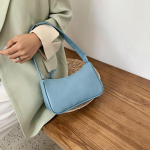 1 vnt Vintage Baguette Bag Pu Odinis pečių krep&scaron;ys Tvirtas prancūzi&scaron;kas krep&scaron;ys pažastims mėlyna