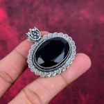 Juodo &scaron;pinelio pakabukas, 925 prabos sidabro pakabukas, rankų darbo brangakmenių papuo&scaron;alai, dovanos žmonai, visi&scaron;kai naujas pakabukas 1.77 Inches juoda