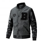 Vyri&scaron;ka sportinė striukė su beisbolo apykakle, Europos ir Amerikos mados tendencija, vir&scaron;utinė apranga, vyri&scaron;ki drabužiai M pilka spalva