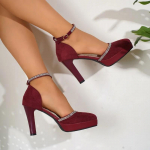 Moterų Batai 2024 M. Kulniukai su Dirželiu Aplink Kulk&scaron;nį Madingi vakarėlio Bateliai Moterims Kristaliniai Smailianosiai Plonu Kulnu Bateliai su Sagtimi Moterims 41