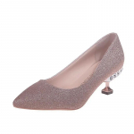 Kalnų kri&scaron;tolas eleganti&scaron;ki auk&scaron;takulniai moteri&scaron;ki sidabriniai / auksiniai / juodi / rožiniai blizgučiai vakarėliui 5 cm žemakulniai vestuviniai batai vestuvinei moteriai, PU 38 rožinė