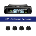 I&scaron;manioji TPMS automobilio padangų slėgio aliarmo stebėjimo sistema 4 jutiklių ekranas saulės energijos i&scaron;manusis padangų slėgio temperatūros įspėjimas K01-External Sensors