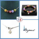 Pierres et Min&eacute;raux. Parure bijoux Bracelet Collier 5 Perles Tourmaline multicolore 8 mm. Taille personnalisable.