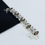 Nuostabus Dūminio Topazo Brangakmenis Rankų darbo 925 Praba Sidabrinė Apyrankė, Dūminis Topazas, Baltojo Topazo Apyrankė Žmonai, Unisex Apyrankė, Gimtadienio Dovana 8" ruda