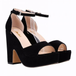 Vasariniai sandalai su kulk&scaron;nies dirželiu 12 cm Moteri&scaron;ki pompos Sexy Peep Toe Kvadratiniai auk&scaron;takulniai Moteri&scaron;ki batai Flock platforma vestuviniai batai 35