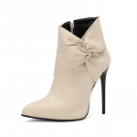 12cm Seksualūs Stiletto Moteri&scaron;ki Ankle Boots Džiuto Mazgelio Dekoras Batai Super Ploni Kulniukai Audinio Trumpi Batai 34 smėlis