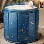 Ypač didelė sulankstoma vonia suaugusiems ir kūdikiams: Nereikalaujantis montavimo, sustorintas mirkymo ir plaukiojimo kibiras Tub + Cushion + Drain Pipe